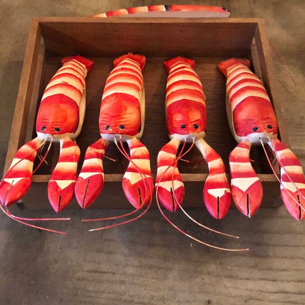 Set of 4 Lobster Napkin Rings Hand Painted Adorable by Dansk